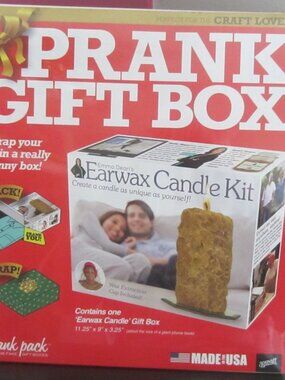 NWT/Prank EARWAX Candle Kit Gag Gift Box ~ EMPTY ~ Hilarious ~ Sealed!